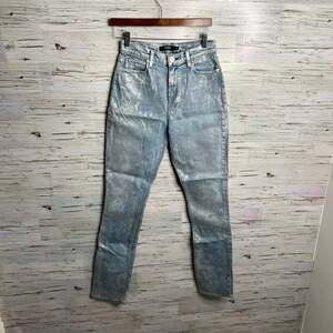 Hudson high rise straight holly jeans size 26 sparkly silver  blue